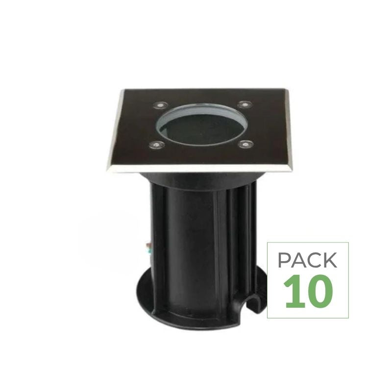 Pack de  10 - Spot LED Extérieur Encastrable Carré IP65 pour Ampoule GU10