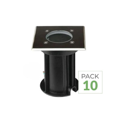 Pack de  10 - Spot LED Extérieur Encastrable Carré IP65 pour Ampoule GU10