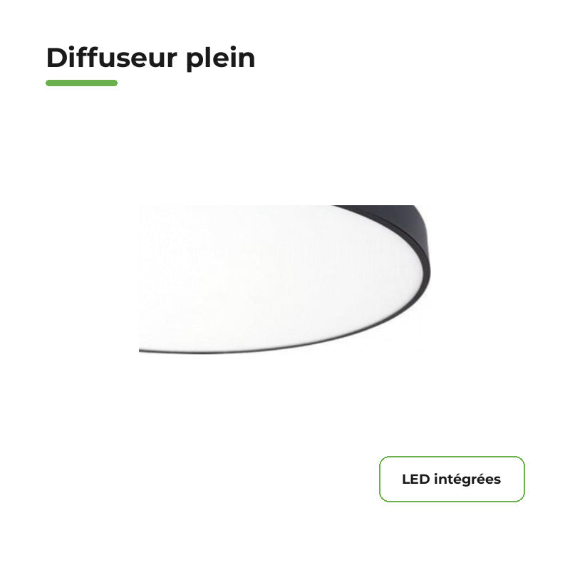 Plafonnier LED 30W 40cm Noir