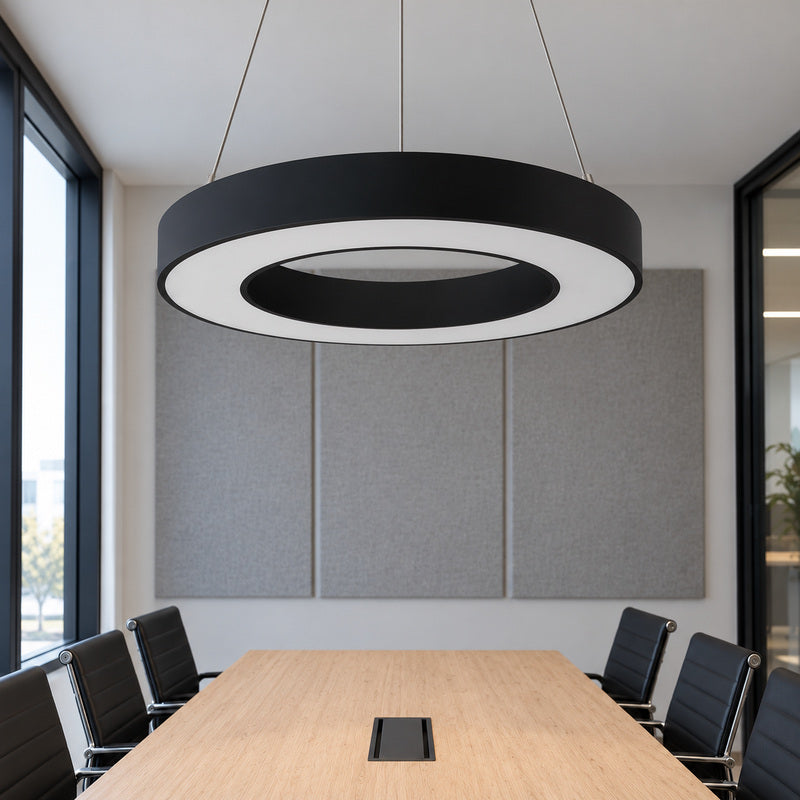 Plafonnier LED Noir 36W 50cm avec Kit de Suspension