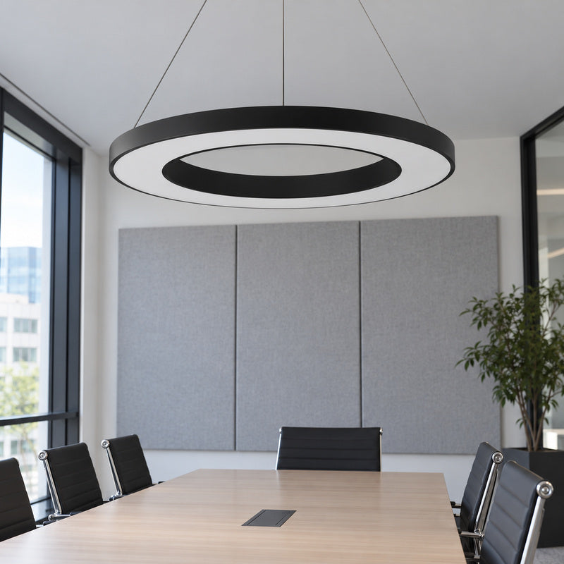 Plafonnier LED Noir 64W 80cm avec Kit de Suspension