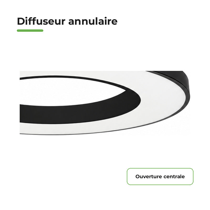 Plafonnier LED Noir 64W 80cm avec Kit de Suspension