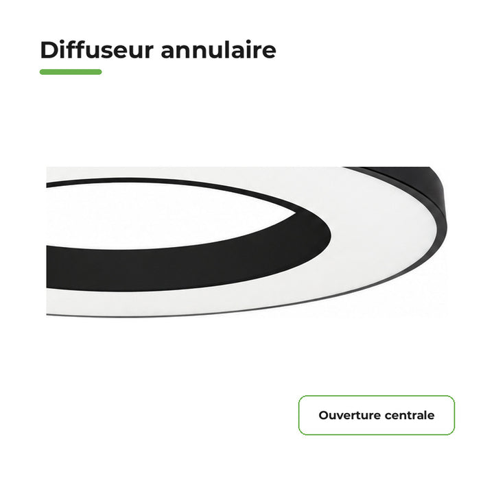 Plafonnier LED Noir 64W 80cm avec Kit de Suspension