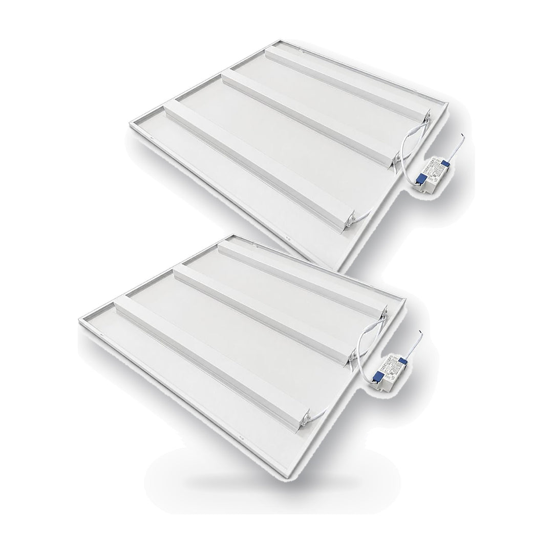 Panneau LED Grille 3 Lignes 60x60 40W Blanc - Pack de 2