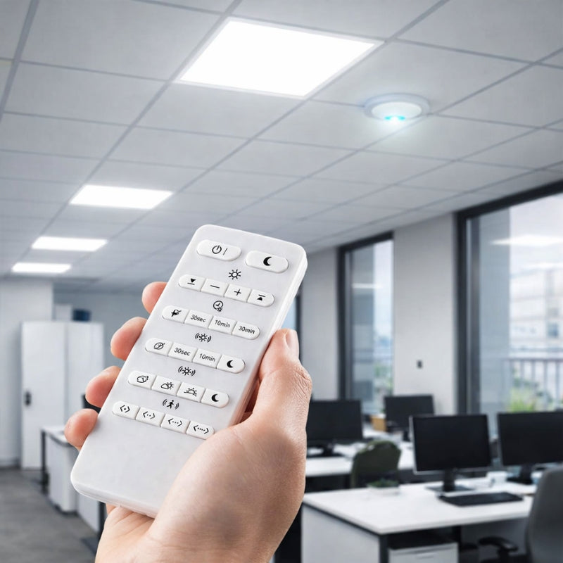 Pack of 2 - 28W 60x60 WHITE Dimmable LED Panel 150lm/W with Motion Sensor + Remote Control