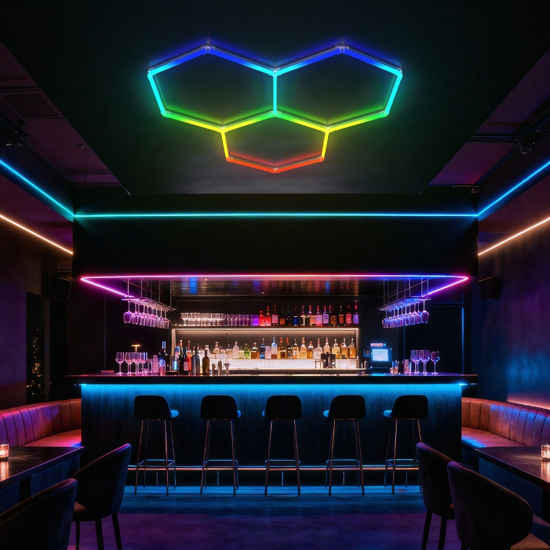 Kit 3 LED Hexagonal RGB 27W 110lm/w