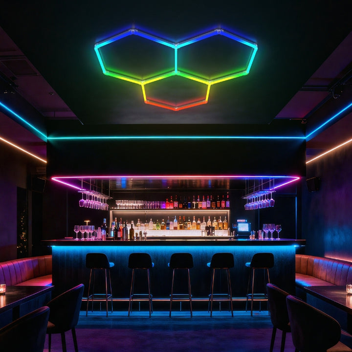 Kit 3 LED Hexagonal RGB 27W 110lm/w