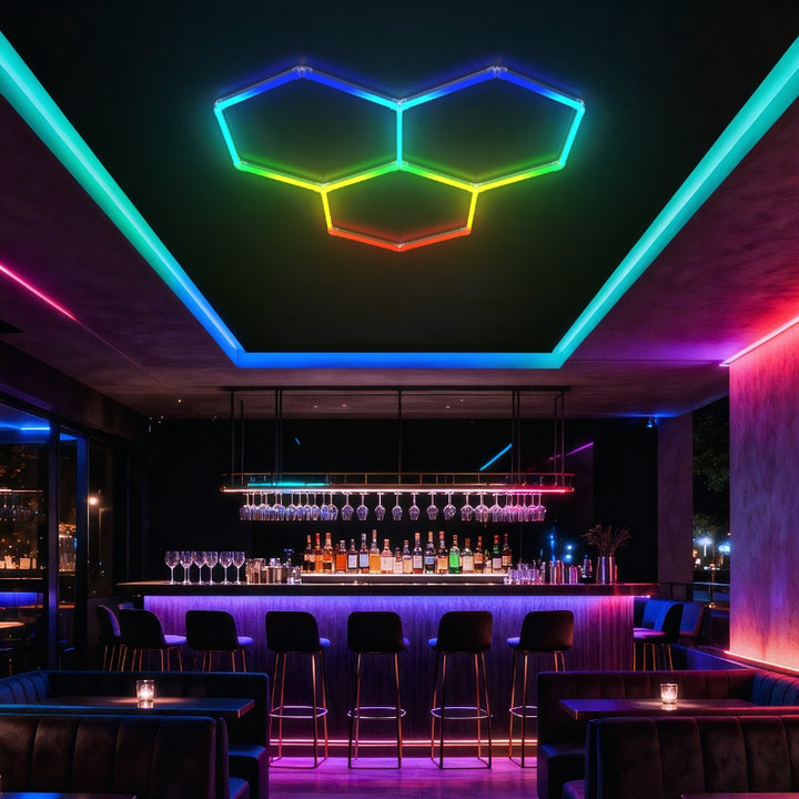 Kit 3 LED Hexagonal RGB 27W 110lm/w