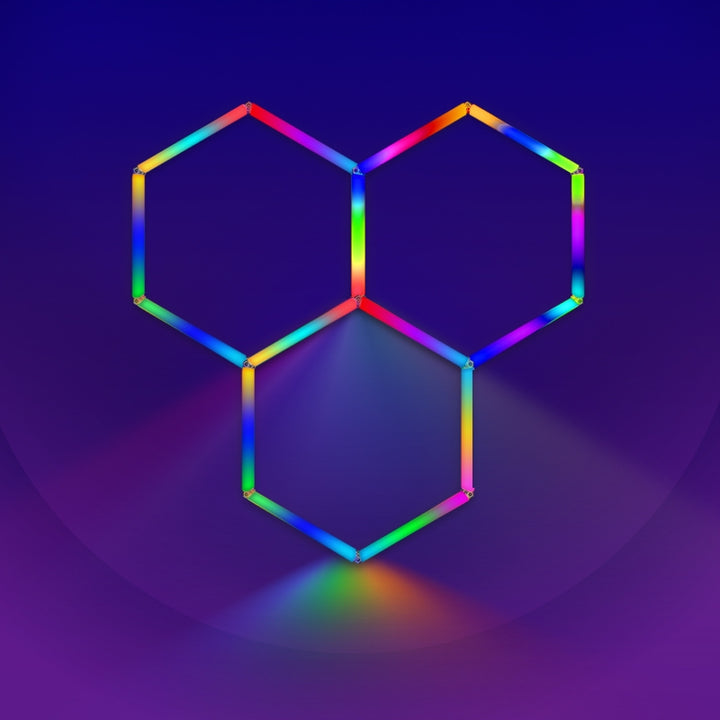 Kit 3 LED Hexagonal RGB 27W 110lm/w
