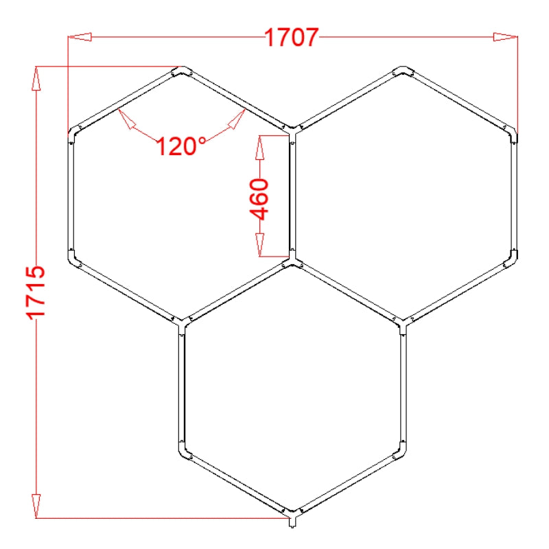 Kit 3 LED Hexagonal RGB 27W 110lm/w