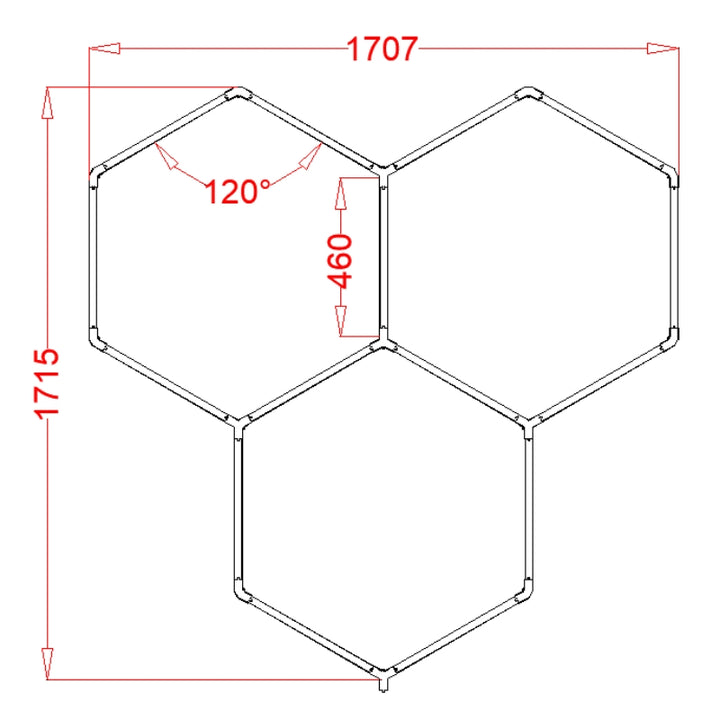 Kit 3 LED Hexagonal RGB 27W 110lm/w