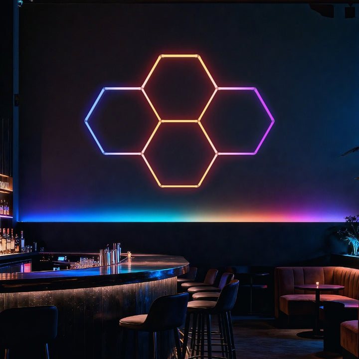 Kit 4 LED Hexagonal RGB 34W 110lm/w