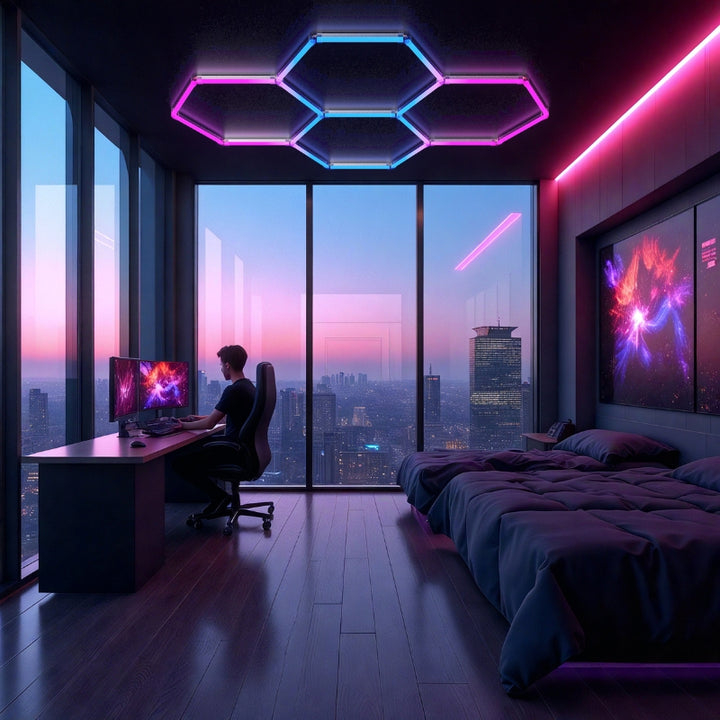 Kit 4 LED Hexagonal RGB 34W 110lm/w