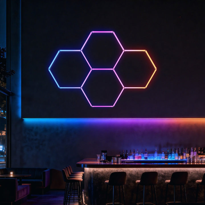 Kit 4 LED Hexagonal RGB 34W 110lm/w