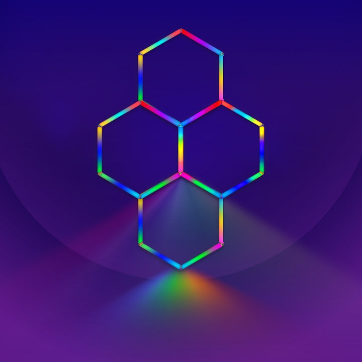 Kit 4 LED Hexagonal RGB 34W 110lm/w