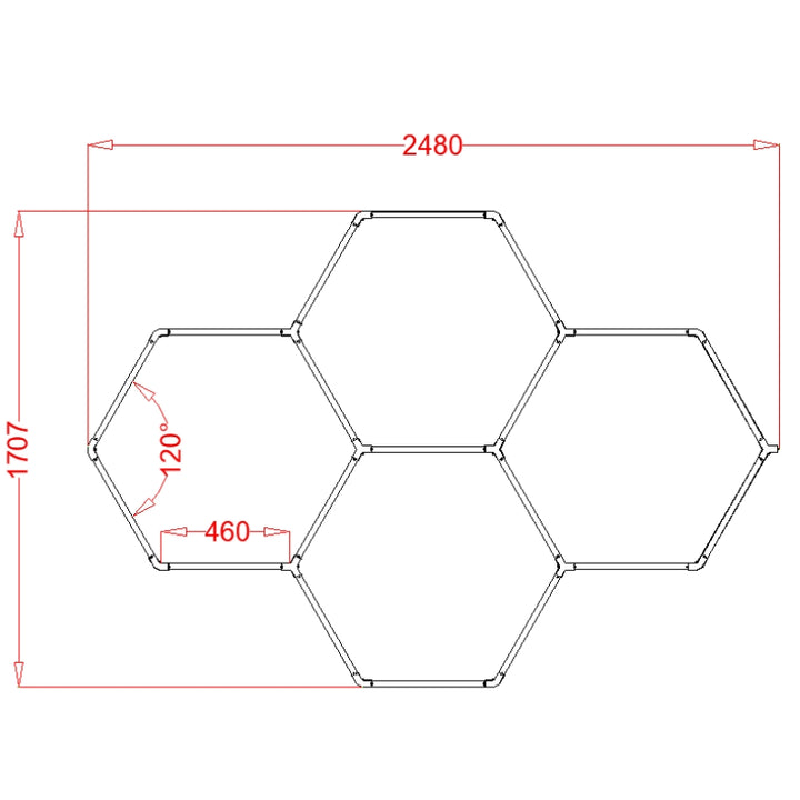 Kit 4 LED Hexagonal RGB 34W 110lm/w