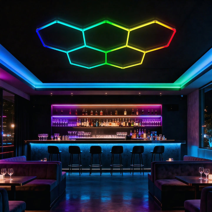 Kit 5 LED Hexagonal RGB 42W 110lm/w