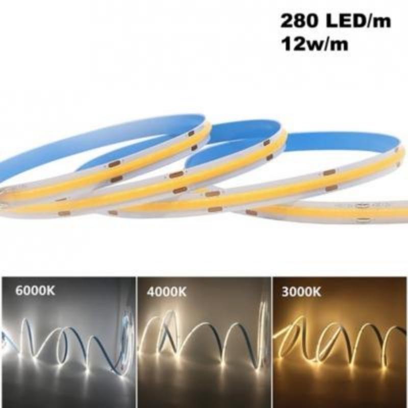 Ruban LED COB 5m 24V 280LED/m IP20