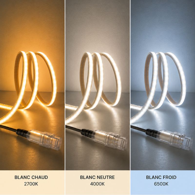 Ruban LED COB AC 296 LED/m 220V 10W/m IP65 25M - Rose - Silumen
