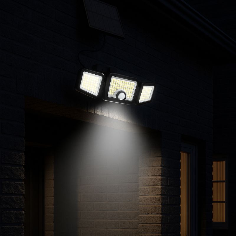 Lampe Solaire d'Extérieur 3 Têtes IP65 avec Détecteur de Mouvement