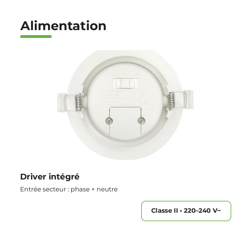 Spot Encastrable Orientable Anti-Éblouissement 8W Dimmable CCT Noir - 3000K/4000K/5700K – raccordement