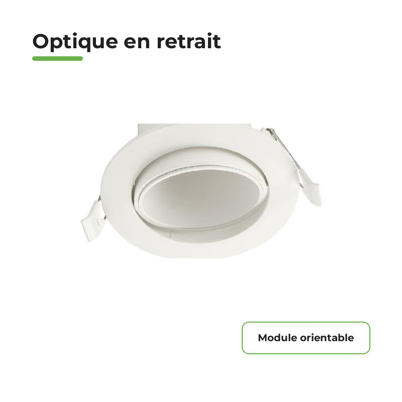Spot Encastrable Orientable Anti-Éblouissement 8W Dimmable CCT Blanc - 3000K/4000K/5700K – détail