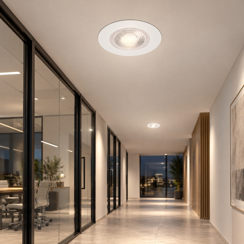 Spot Encastrable Coupe-Feu 6W Dimmable CCT IP65 Blanc - 3000K/4000K/6500K – rendu allumé