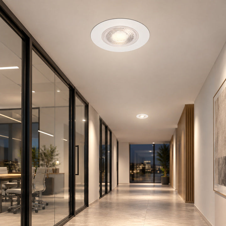 Spot Encastrable Coupe-Feu 6W Dimmable CCT IP65 Blanc - 3000K/4000K/6500K – rendu allumé