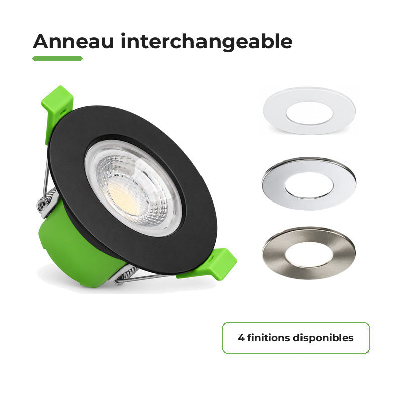 Spot Encastrable Coupe-Feu 6W Dimmable CCT IP65 Noir - 3000K/4000K/6500K – détail