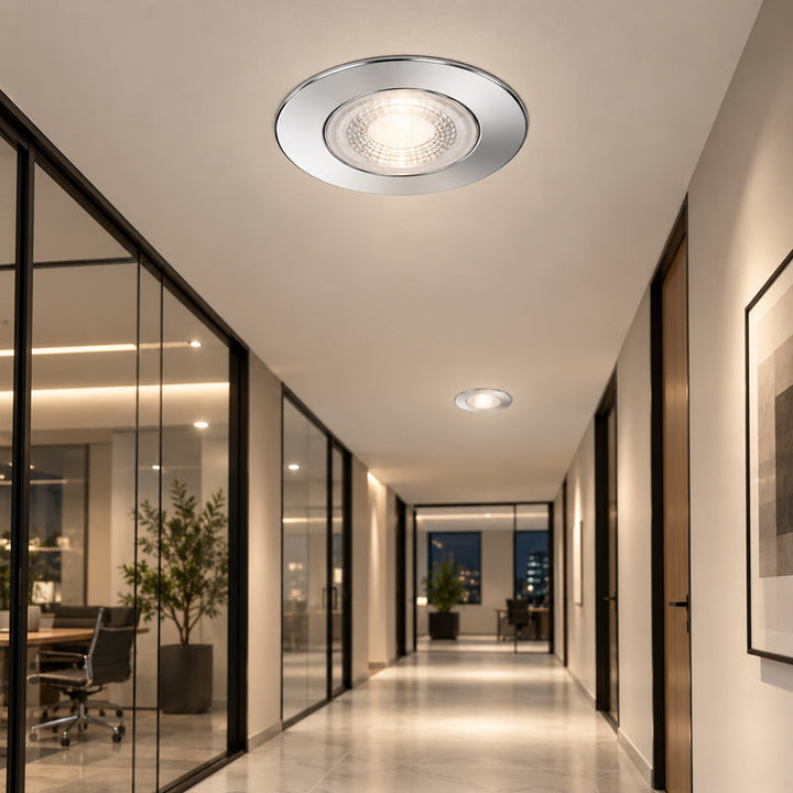 Spot Encastrable Coupe-Feu 6W Dimmable CCT IP65 Chrome - 3000K/4000K/6500K – rendu allumé