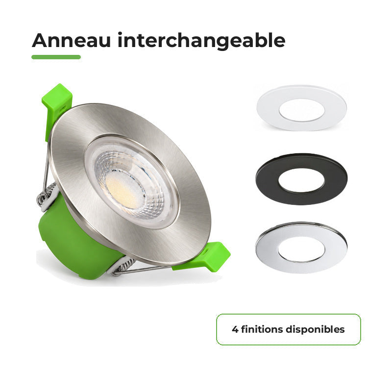 Spot Encastrable Coupe-Feu 6W Dimmable CCT IP65 Nickel Satiné - 3000K/4000K/6500K – détail