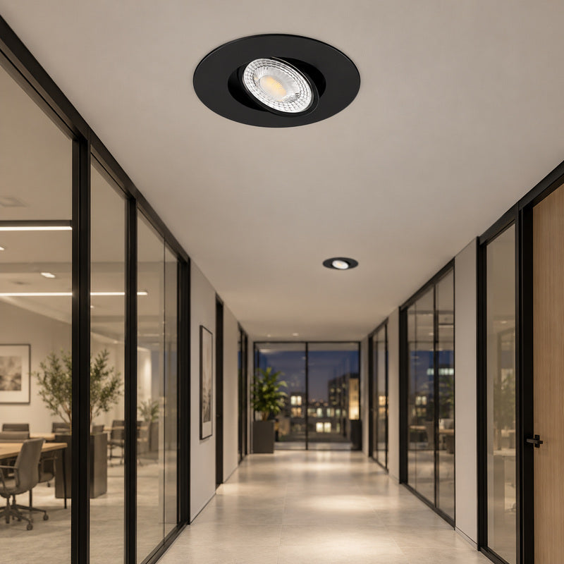 Spot Encastrable Extra Plat 4W CCT Noir ø90mm - 3000K/4000K/6500K – rendu allumé