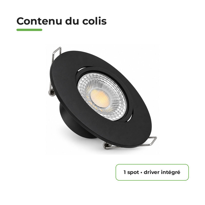 Spot Encastrable Extra Plat 4W CCT Noir ø90mm - 3000K/4000K/6500K – contenu du colis