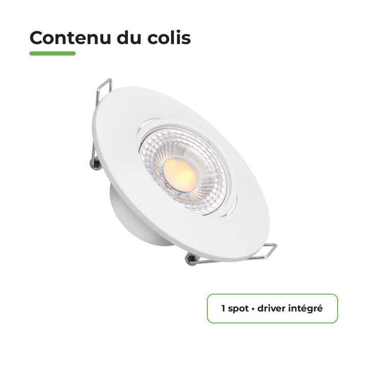 Spot Encastrable Extra Plat 4W CCT Blanc ø90mm - 3000K/4000K/6500K – contenu du colis