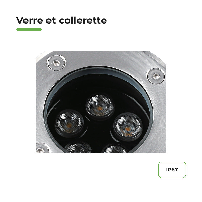Spot Extérieur Encastrable 5W IP67 220V Sol 30° Ø80 – détail