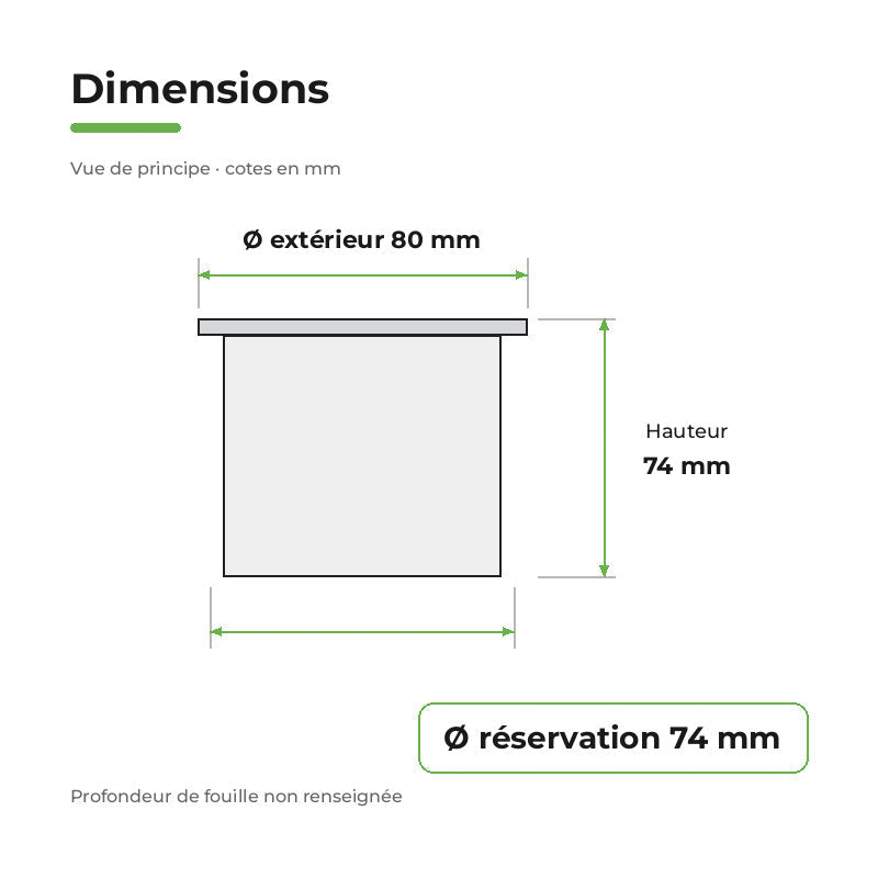 Spot Extérieur Encastrable 5W IP67 220V Sol 30° Ø80 – dimensions