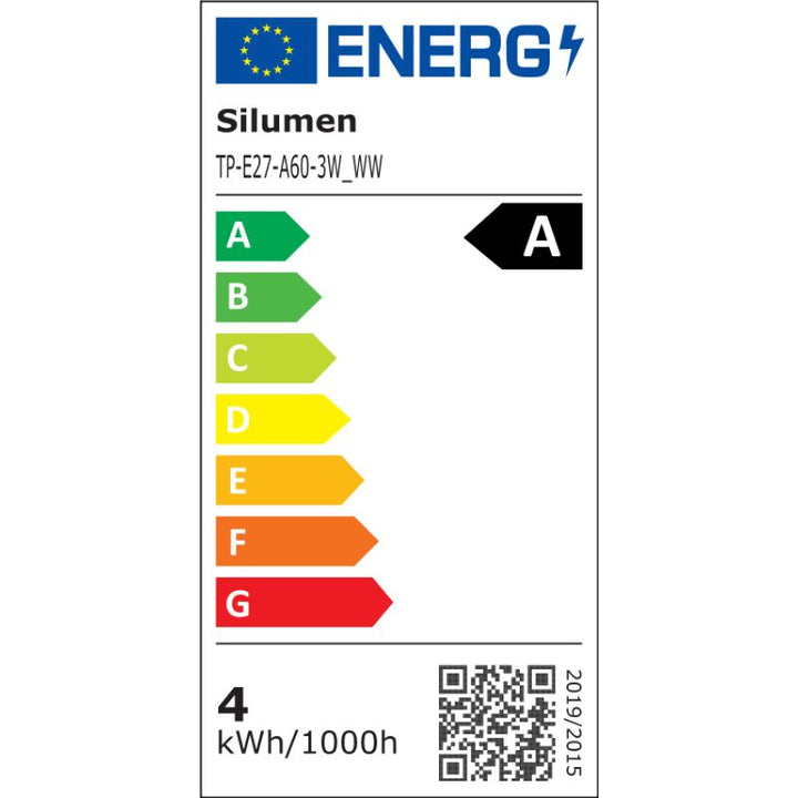 Pack de 3 Ampoules LED E27 A60 3.8W Filament Classe Énergétique A