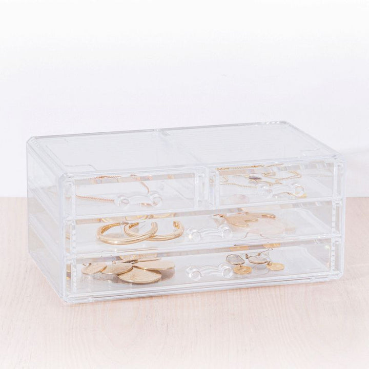 Boîte à bijoux transparente avec tiroirs