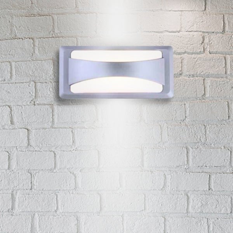 Aplique LED retangular 12W IP65 cinza
