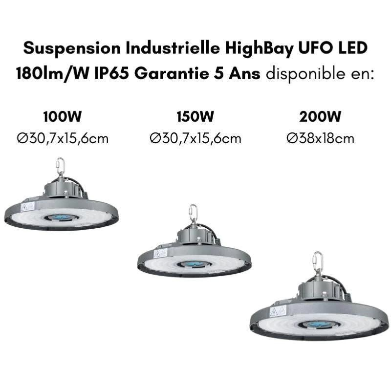 HighBay UFO Hocheffiziente Industrie-Pendelleuchte, 100 W, 180 lm/W, IP65, 5 Jahre Garantie