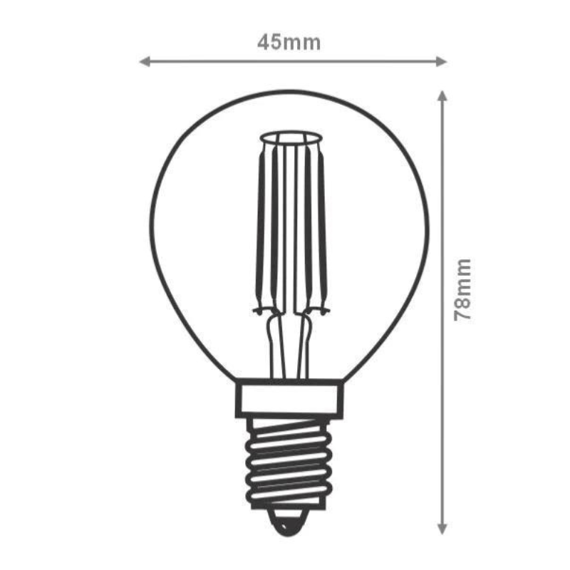 Ampoule E14 LED Filament 4W G45 (Pack de 10)