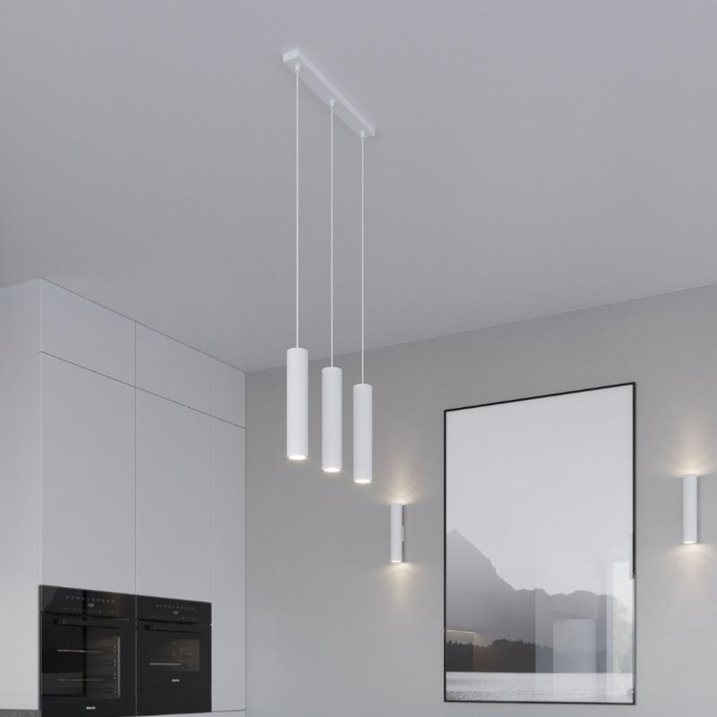 Suspension 3 Lampes pour Ampoules GU10 Blanc