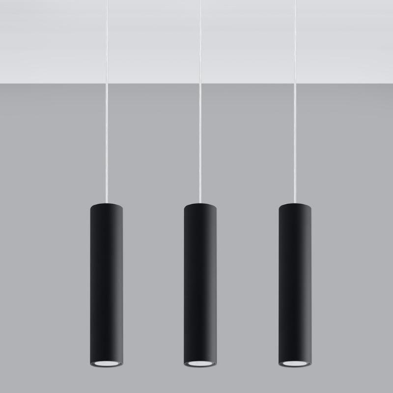 Suspension 3 Lampes pour Ampoules GU10 Noir