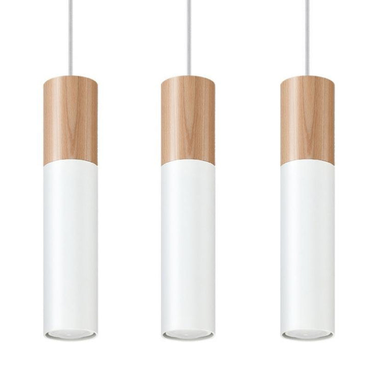 Suspension 3 Lampes Bois et Blanc pour Ampoules GU10