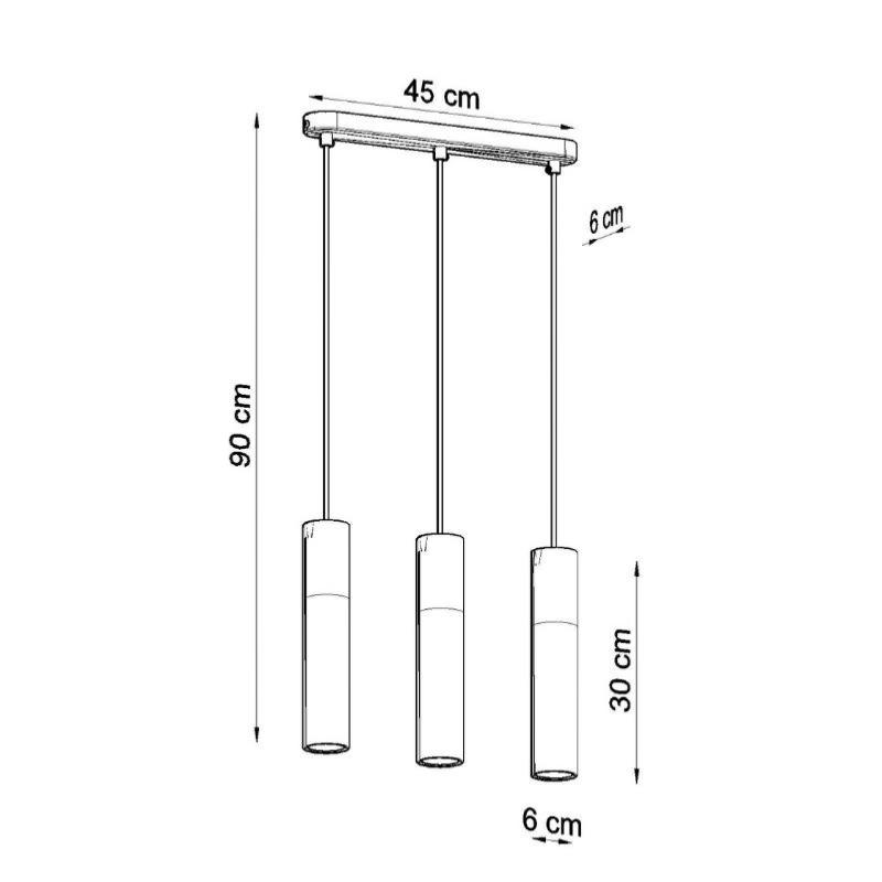 Suspension 3 Lampes Bois et Blanc pour Ampoules GU10