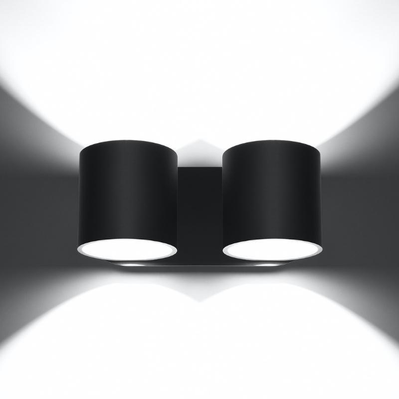 Applique Murale Cylindre Noir 2 Spots de Lumière pour Ampoule G9