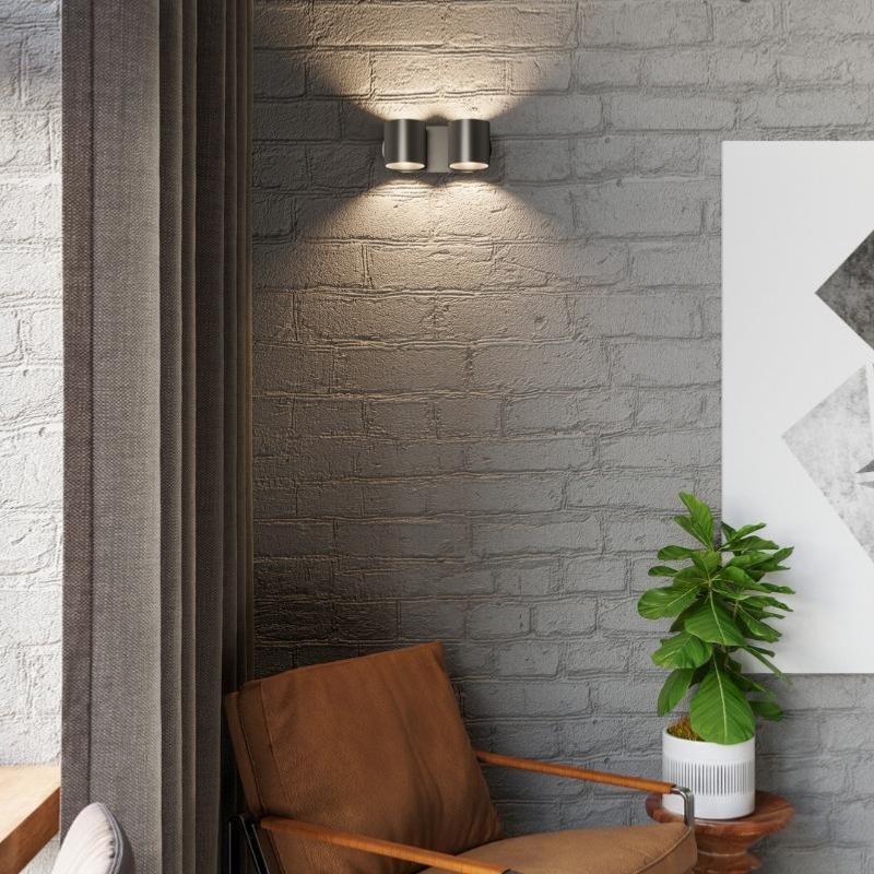 Applique Murale Cylindre Noir 2 Spots de Lumière pour Ampoule G9