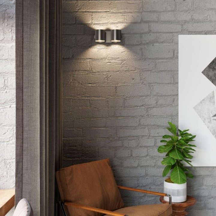 Applique Murale Cylindre Noir 2 Spots de Lumière pour Ampoule G9