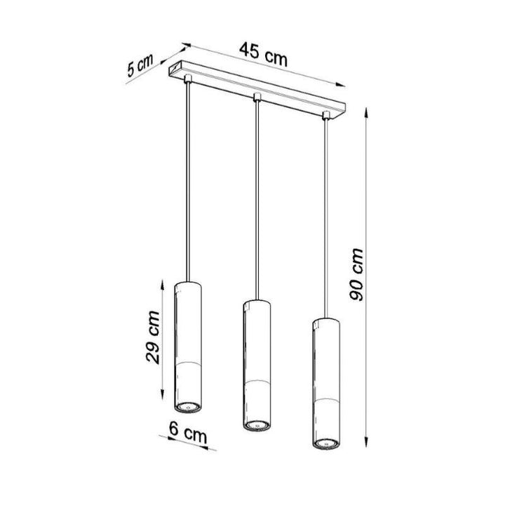 Suspension 3 Lampes pour Ampoules GU10 Noir et Or