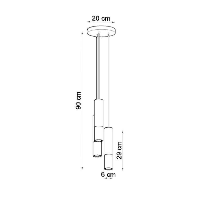 Suspension 3 Lampes Élégante pour Ampoules GU10 Or et Noir